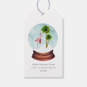 Flamingo Palm Tree Snow Globe Geschenkanhänger (Vorderseite)