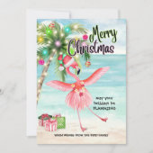 Flamingo Palm Tree Tropical Beach Weihnachten (Vorderseite)