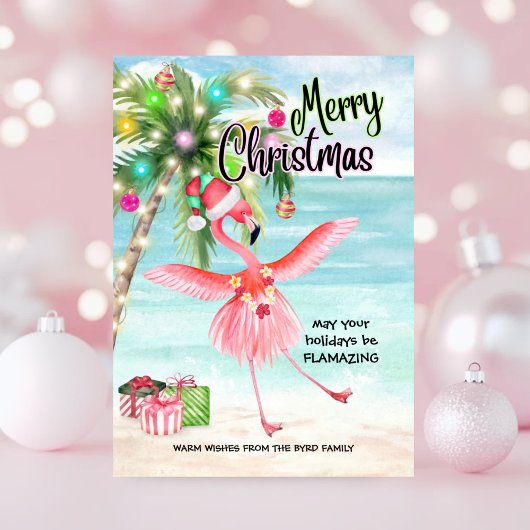 Flamingo Palm Tree Tropical Beach Weihnachten