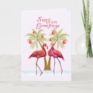 Flamingo Palm Trees Watercolor Weihnachten