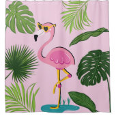 Flamingo Palm Verlasse tropisches Design Duschvorhang (Vorderseite)