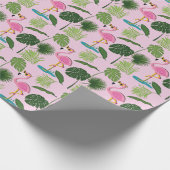 Flamingo Palm Verlasse tropisches Design Geschenkpapier (Ecke)