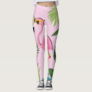 Flamingo Palm Verlasse tropisches Design Leggings