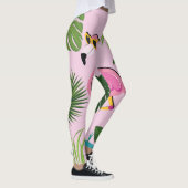 Flamingo Palm Verlasse tropisches Design Leggings (Rechts)