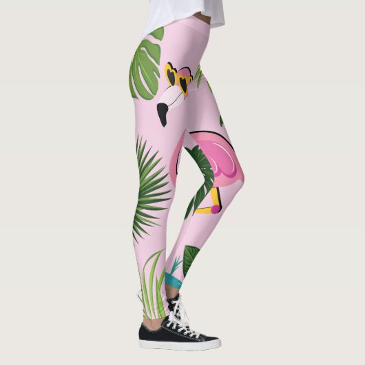 Flamingo Palm Verlasse tropisches Design Leggings (Rechts)