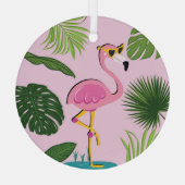 Flamingo Palm Verlasse tropisches Design Ornament Aus Glas (Rückseite)