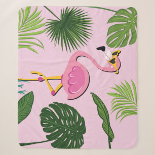 Flamingo Palm Verlasse tropisches Design Sherpadecke