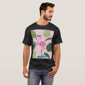 Flamingo Palm Verlasse tropisches Design T-Shirt (Vorne ganz)