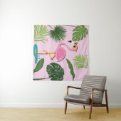 Flamingo Palm Verlasse tropisches Design Wandteppich (Beispiel (Horizontal))