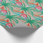 Flamingo-Palme-Leinwand-Blick Geschenkpapier (Ecke)