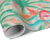 Flamingo-Palme-Leinwand-Blick Geschenkpapier (Rolleneckpunkt)