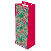 Flamingo-Palme-Leinwand-Blick Geschenktüte Für Weinflaschen (Rückseite Schrägansicht)