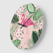 Flamingo, Palmen, Küchendesign Große Wanduhr (Winkel)