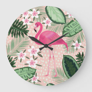 Flamingo, Palmen, Küchendesign Große Wanduhr