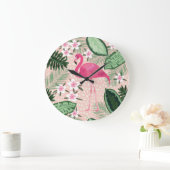 Flamingo, Palmen, Küchendesign Große Wanduhr (Zuhause)
