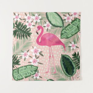 Flamingo, Palmen, Küchendesign Wandteppich