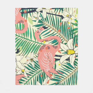 Flamingo-Palmenblätter: Tropisch Vintage Fleecedecke