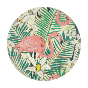 Flamingo-Palmenblätter: Tropisch Vintage Schneidebrett