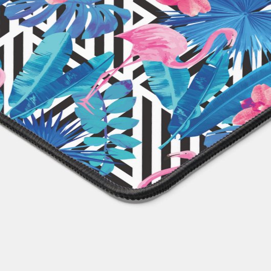 Flamingo & Palms auf geometrischem Muster 2 Schreibtischunterlage (Ecke)