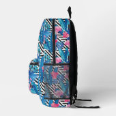 Flamingo & Palms auf geometrischem Muster Bedruckter Rucksack (Rechts)