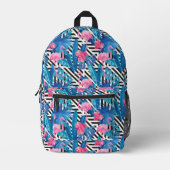 Flamingo & Palms auf geometrischem Muster Bedruckter Rucksack (Vorderseite)