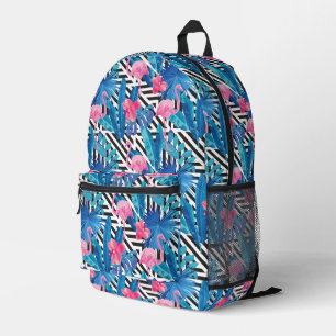 Flamingo & Palms auf geometrischem Muster Bedruckter Rucksack