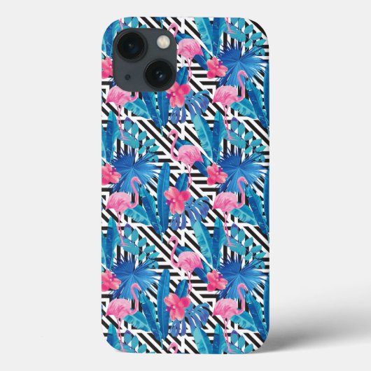 Flamingo & Palms auf geometrischem Muster Case-Mate iPhone Hülle (Rückseite)