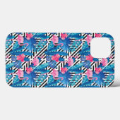 Flamingo & Palms auf geometrischem Muster Case-Mate iPhone Hülle (Rückseite (Horizontal))