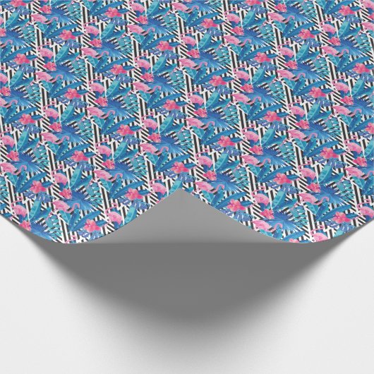 Flamingo & Palms auf geometrischem Muster Geschenkpapier (Ecke)