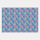 Flamingo & Palms auf geometrischem Muster Geschenkpapier Set (Vorderseite)