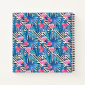 Flamingo & Palms auf geometrischem Muster Notizblock (Rückseite)