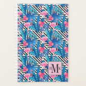 Flamingo & Palms auf geometrischem Muster Planer (Vorderseite)