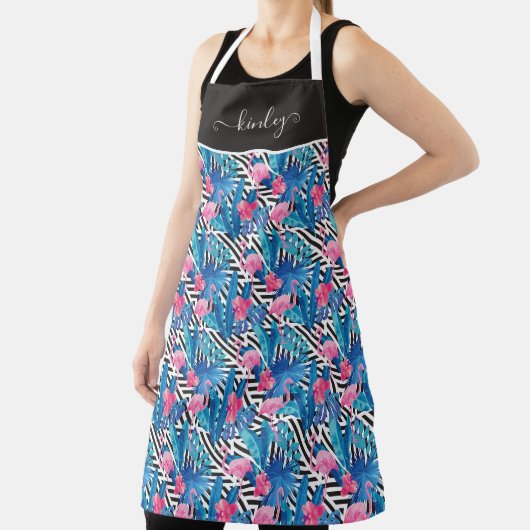 Flamingo & Palms auf geometrischem Muster Schürze (InSitu)
