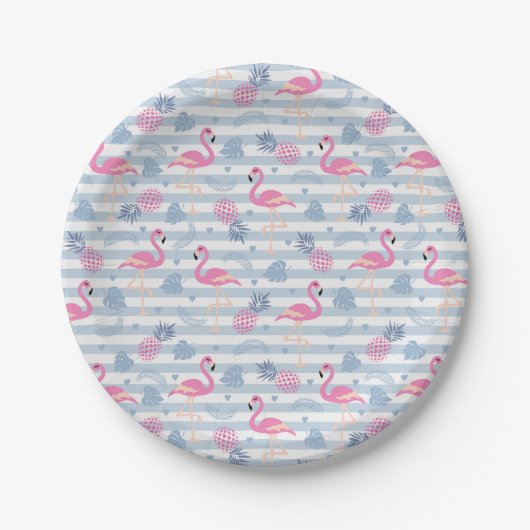 Flamingo Paper Plate - Pink & Blue Pappteller (Vorderseite)