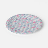 Flamingo Paper Plate - Pink & Blue Pappteller (Schrägansicht)