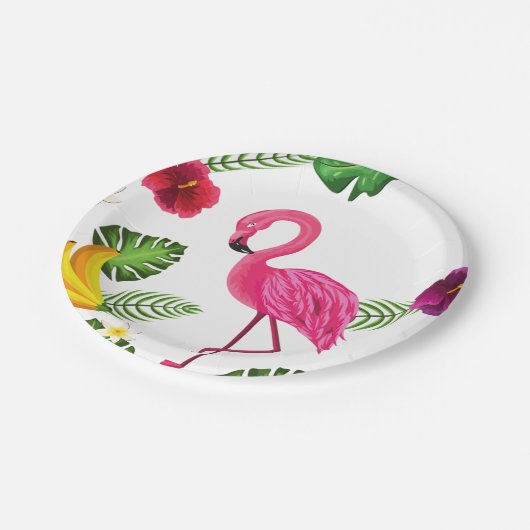 Flamingo-PapierParty-Teller-Geschirr Pappteller (Schrägansicht)