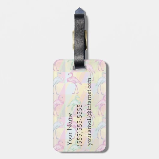 Flamingo-Parade Gepäckanhänger (Rückseite vertikal)