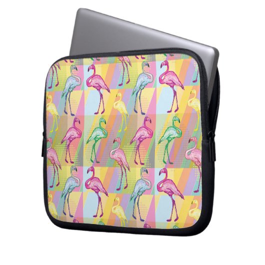 Flamingo-Parade Laptopschutzhülle (Vorderseite Links)