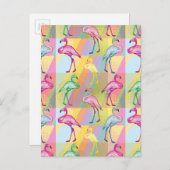 Flamingo Parade Postkarte (Vorne/Hinten)