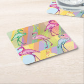 Flamingo-Parade Rechteckiger Pappuntersetzer (angewinkelt)