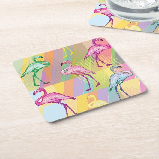 Flamingo-Parade Rechteckiger Pappuntersetzer (angewinkelt)