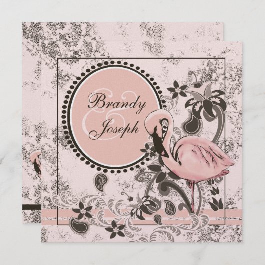 Flamingo-Paradies Einladung (Vorne/Hinten)