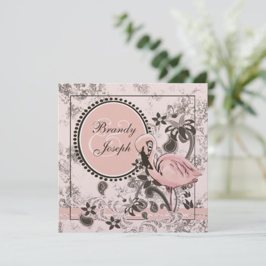 Flamingo-Paradies Einladung (Stehend Vorderseite)