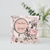 Flamingo-Paradies-Hochzeit Einladung (Stehend Vorderseite)