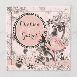 Flamingo-Paradies-Hochzeit Einladung