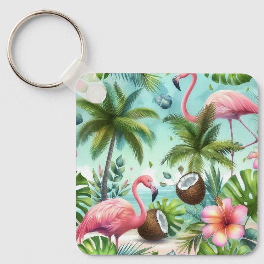 Flamingo-Paradies Schlüsselanhänger (Vorderseite)