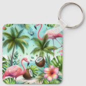 Flamingo-Paradies Schlüsselanhänger (Rückseite)