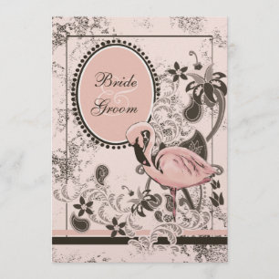 Flamingo-Paradies-Strandhochzeit Einladung