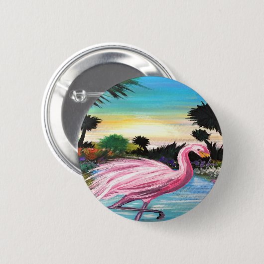Flamingo Paradise Button (Vorne & Hinten)