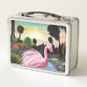 Flamingo Paradise  Metall Brotdose (Rückseite)